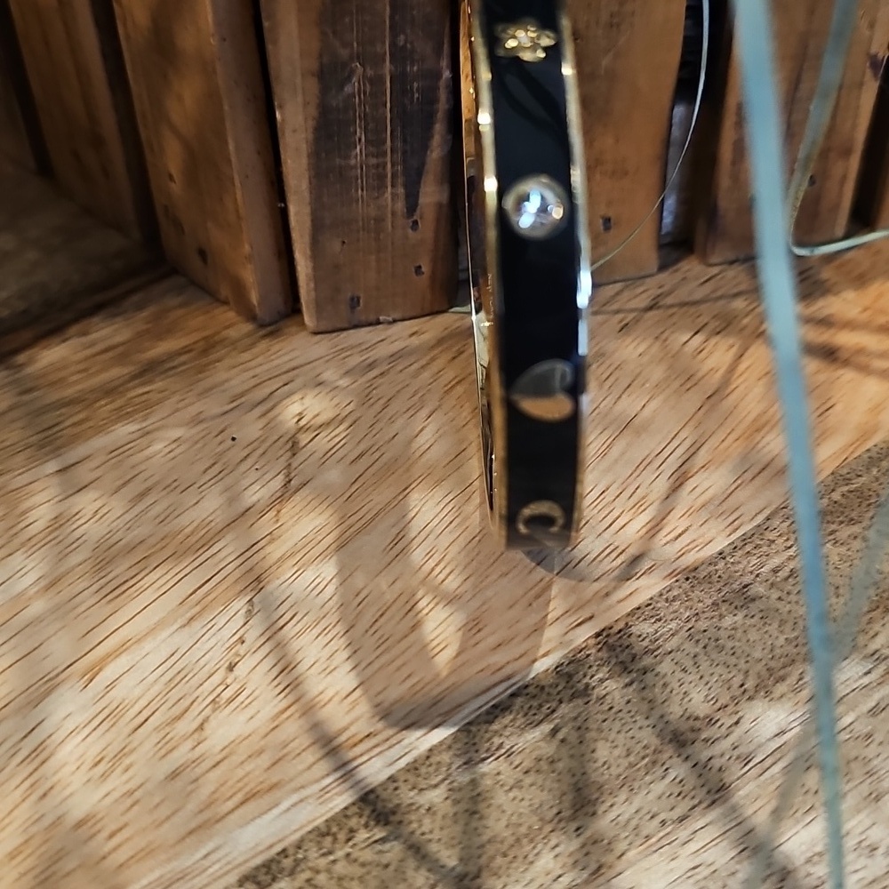 Coach Black Enamel And Rhinestone Gold Toned Braclet - Picture 2 of 7